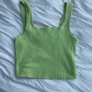 Green square neck tank